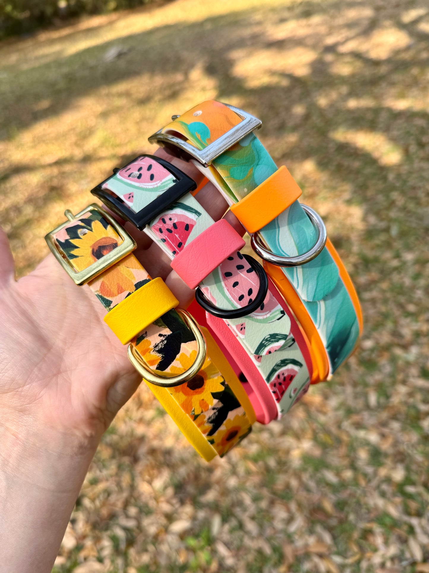 Tangerine Swirl: Printed Double Layer Biothane Dog Collar