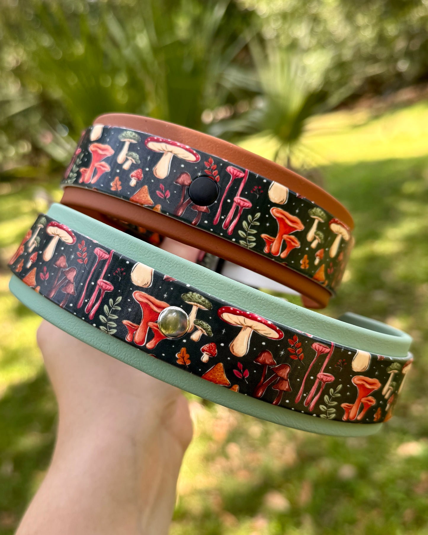 Mushroom: Mini Printed Double Layer Biothane Dog Collar