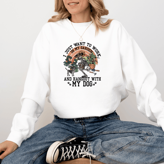 Work In My Garden and Pet My Dog Crewneck Sweatshirt