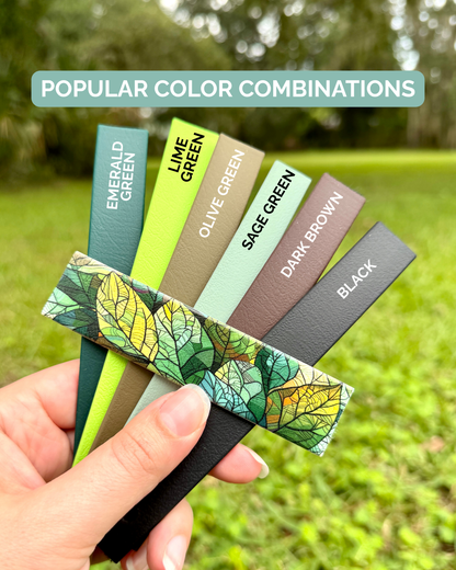 Stained Glass Leaves: Printed Double Layer Biothane Dog Collar