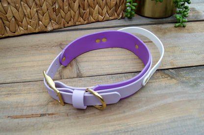 RTS Large 16-19 INCH Lilac and Amethyst Sport Handle Biothane Dog Collar