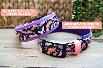 Purple Bats: Printed Double Layer Biothane Dog Collar
