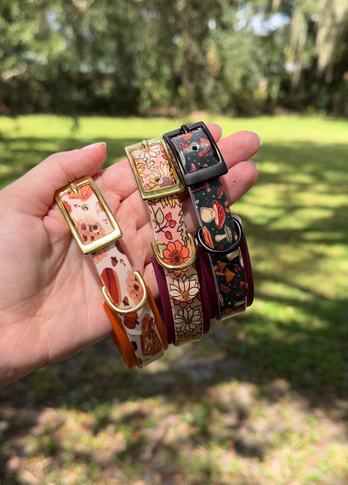 Mushroom: Mini Printed Double Layer Biothane Dog Collar