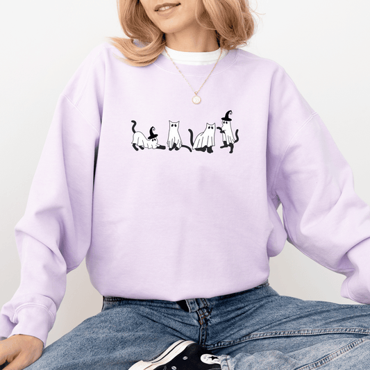 Ghost Cats Halloween Crewneck Sweatshirt