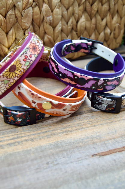 Bats: Mini Printed Double Layer Biothane Dog Collar