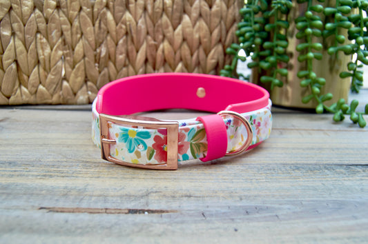 Floral: Printed Double Layer Biothane Dog Collar