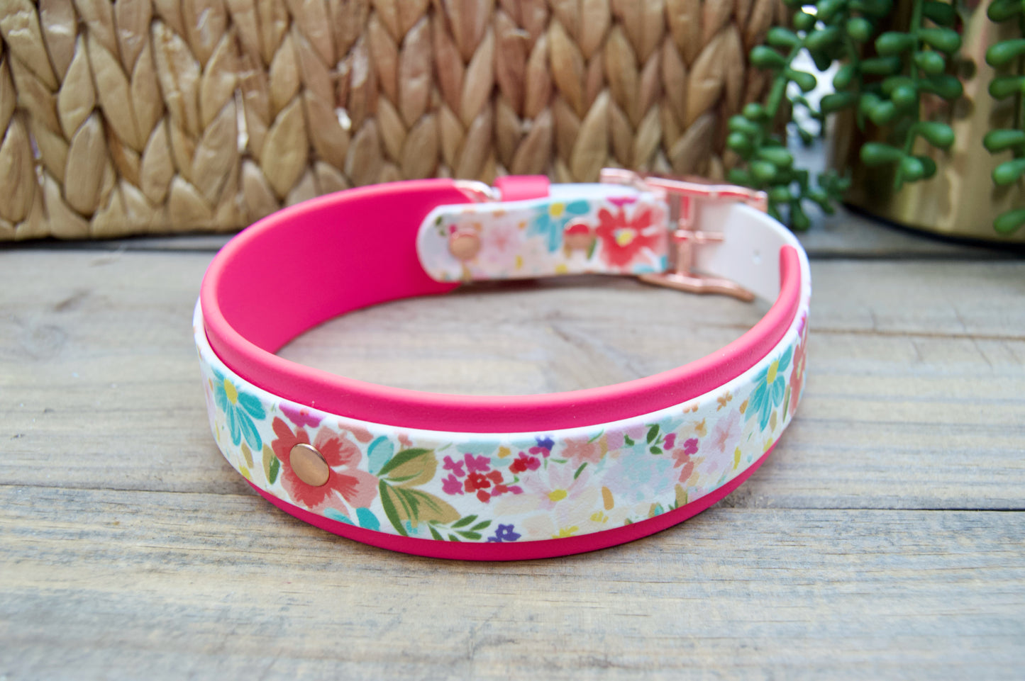 Floral: Printed Double Layer Biothane Dog Collar