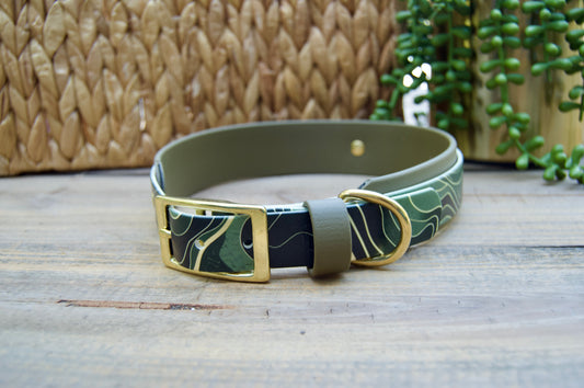 Green Topography: Printed Double Layer Biothane Dog Collar