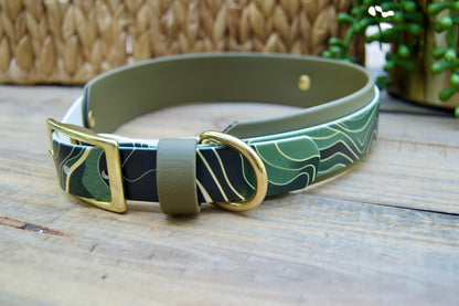Green Topography: Printed Double Layer Biothane Dog Collar