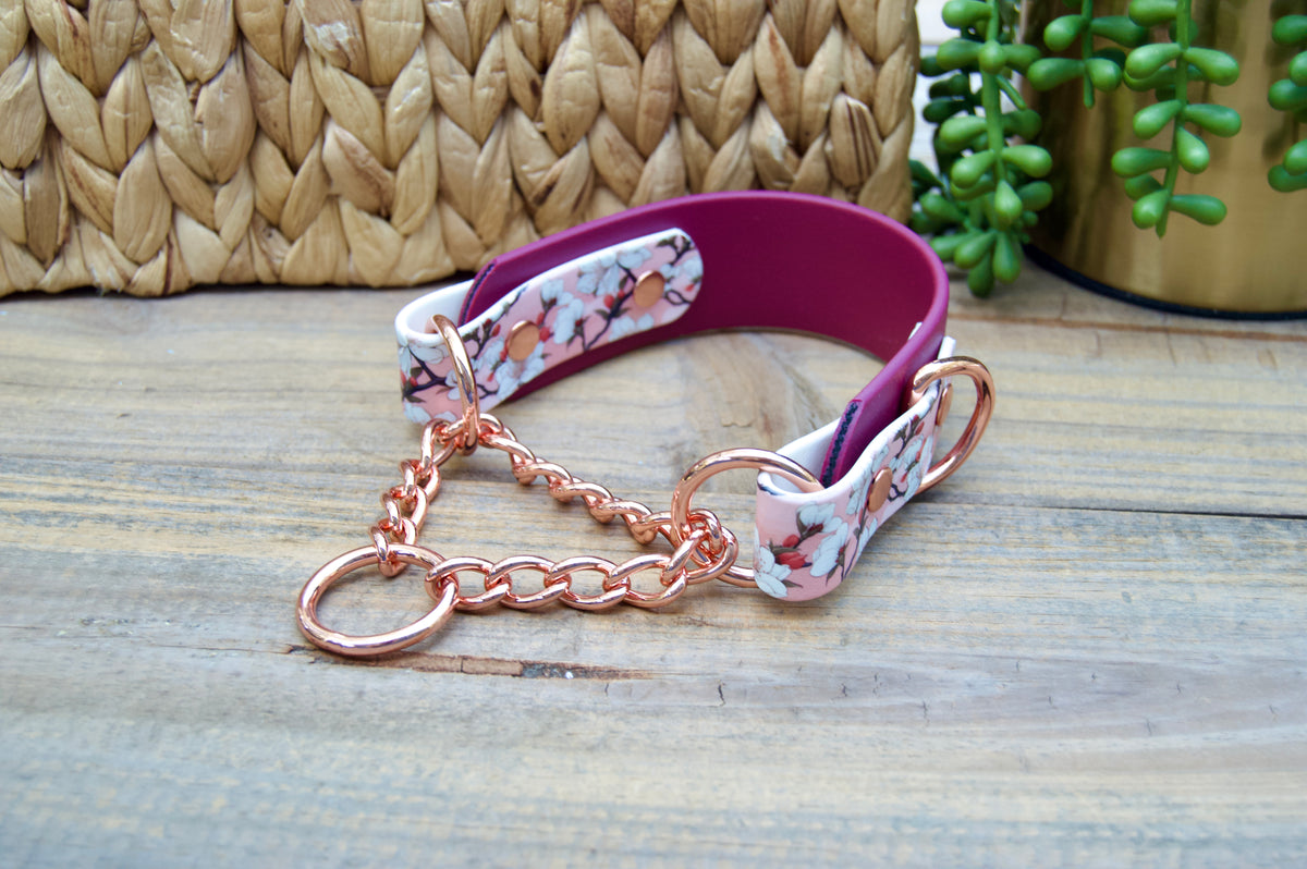 Cherry Blossom 1.5 INCH Tapered Martingale Biothane Dog Collar