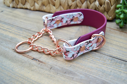Cherry Blossom 1.5 INCH Tapered Martingale Biothane Dog Collar