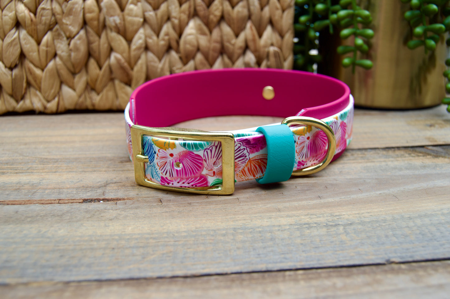 Seashells: Printed Double Layer Biothane Dog Collar