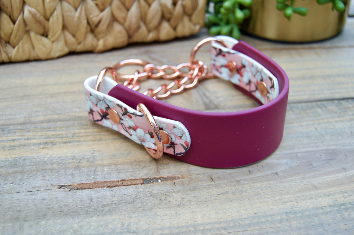 Cherry Blossom 1.5 INCH Tapered Martingale Biothane Dog Collar