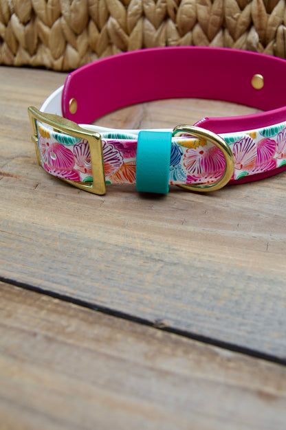 Seashells: Printed Double Layer Biothane Dog Collar