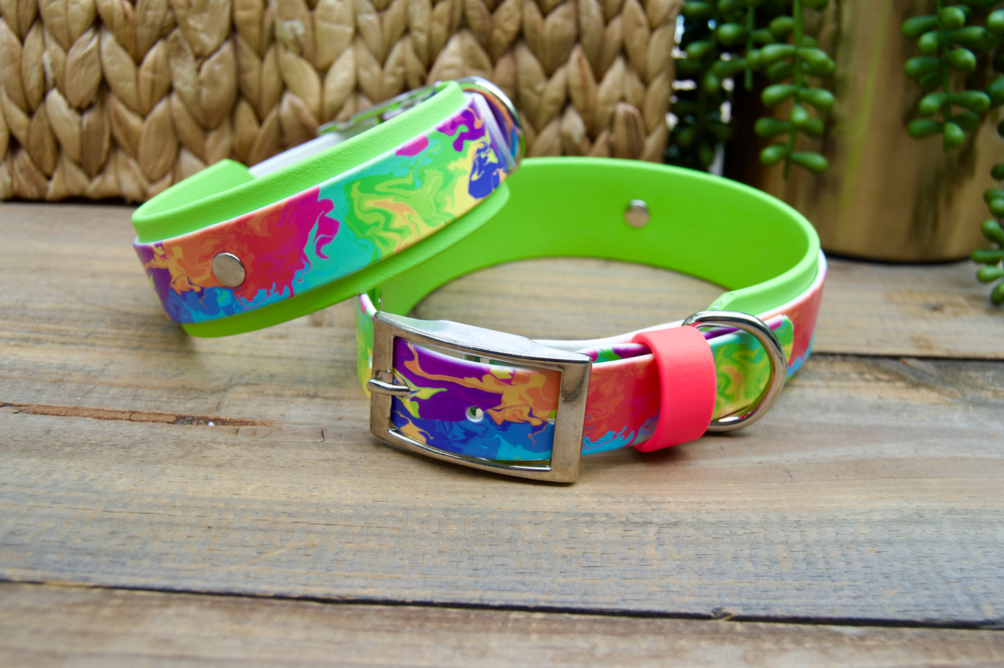 Neon: Printed Double Layer Biothane Dog Collar