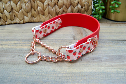 Strawberry 1.5 INCH Tapered Martingale Biothane Dog Collar
