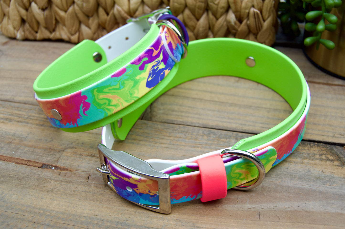 Neon: Printed Double Layer Biothane Dog Collar