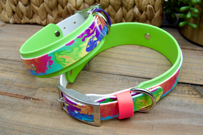 Neon: Printed Double Layer Biothane Dog Collar