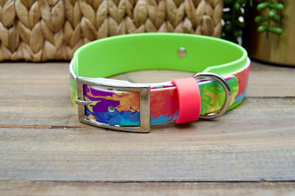 Neon: Printed Double Layer Biothane Dog Collar
