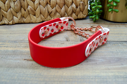 Strawberry 1.5 INCH Tapered Martingale Biothane Dog Collar