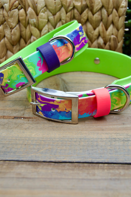 Neon: Printed Double Layer Biothane Dog Collar