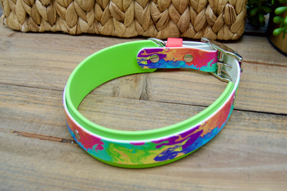 Neon: Printed Double Layer Biothane Dog Collar