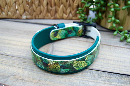 Stained Glass Leaves: Printed Double Layer Biothane Dog Collar