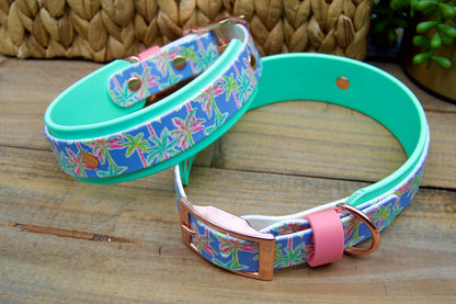 Palm Trees: Printed Double Layer Biothane Dog Collar