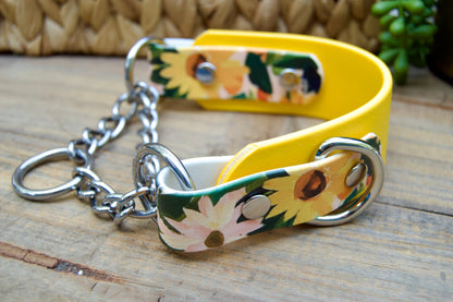 Sunflower 1.5 INCH Tapered Martingale Biothane Dog Collar