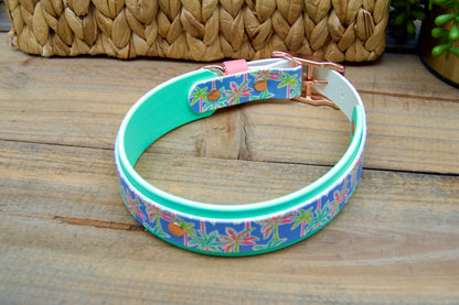 Palm Trees: Printed Double Layer Biothane Dog Collar