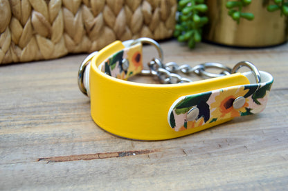 Sunflower 1.5 INCH Tapered Martingale Biothane Dog Collar