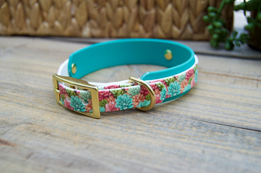 Succulent: Mini Printed Double Layer Biothane Dog Collar