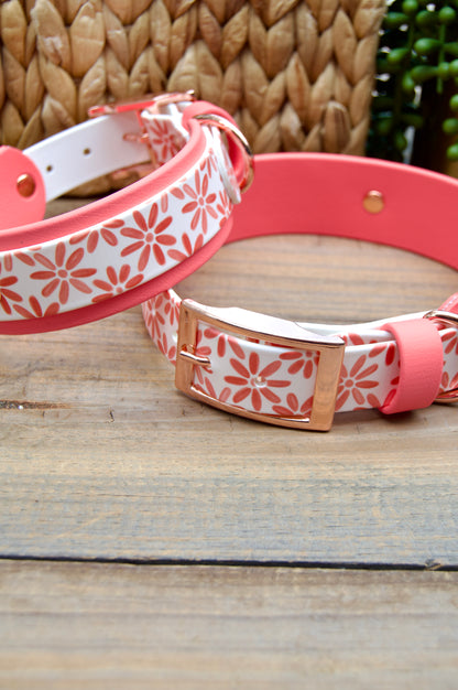 Coral Floral: Printed Double Layer Biothane Dog Collar
