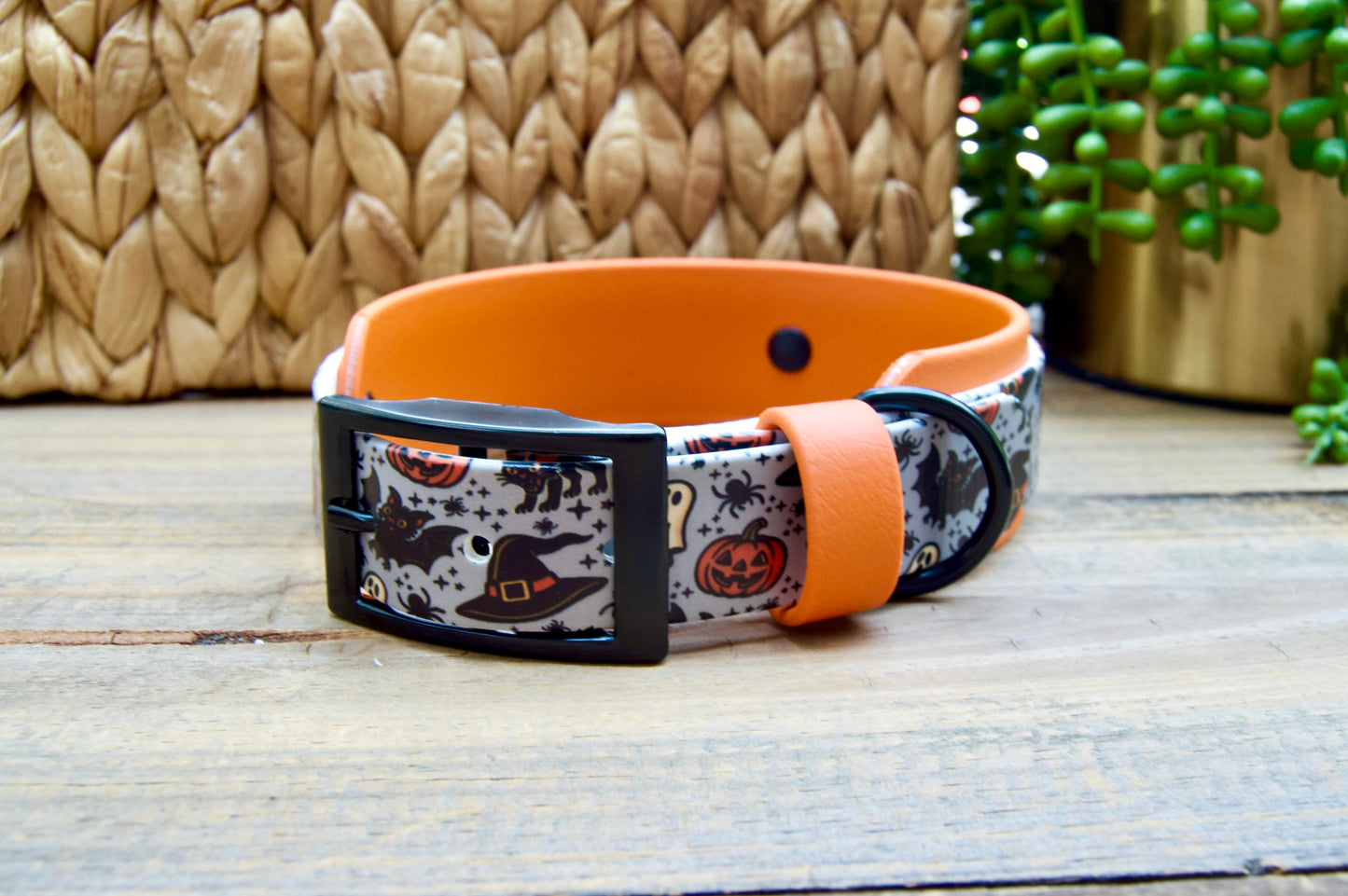 Retro Halloween: Printed Double Layer Biothane Dog Collar