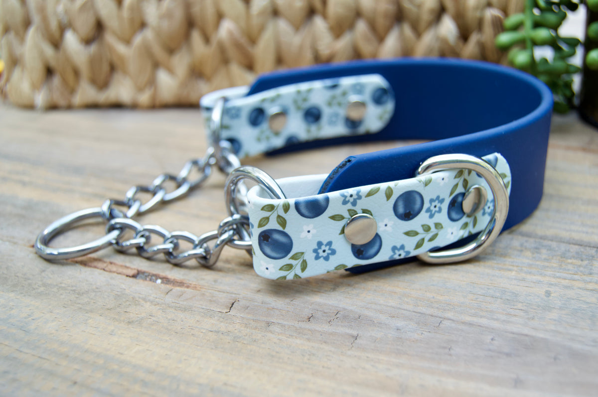 Blueberry 1.5 INCH Tapered Martingale Biothane Dog Collar