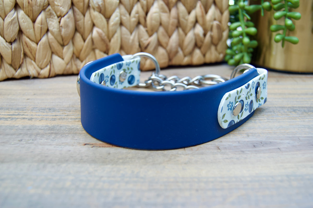 Blueberry 1.5 INCH Tapered Martingale Biothane Dog Collar