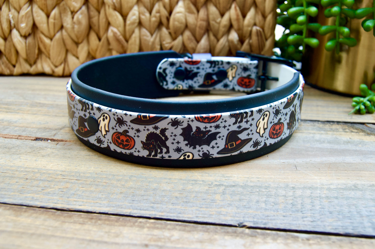 Retro Halloween: Printed Double Layer Biothane Dog Collar