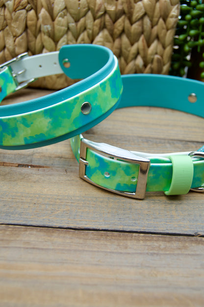 Green Smoke: Printed Double Layer Biothane Dog Collar