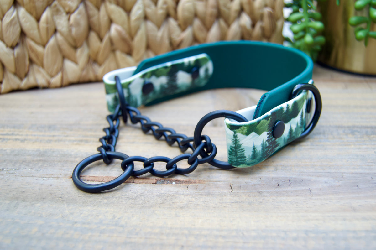 Forest 1.5 INCH Tapered Martingale Biothane Dog Collar