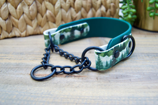 Forest 1.5 INCH Tapered Martingale Biothane Dog Collar