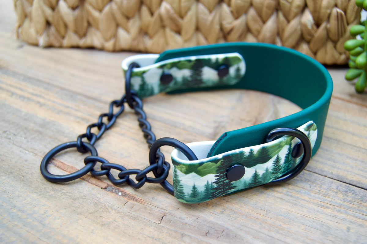 Forest 1.5 INCH Tapered Martingale Biothane Dog Collar