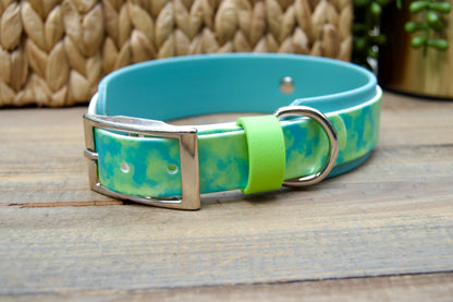 Green Smoke: Printed Double Layer Biothane Dog Collar