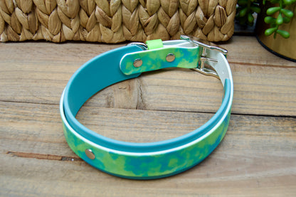 Green Smoke: Printed Double Layer Biothane Dog Collar