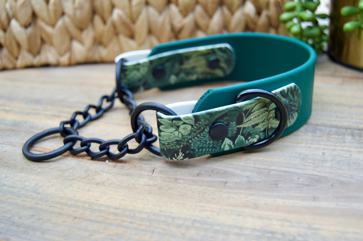 Fern 1.5 INCH Tapered Martingale Biothane Dog Collar