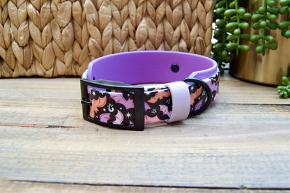 Purple Bats: Printed Double Layer Biothane Dog Collar