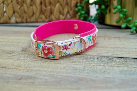 Floral: Mini Printed Double Layer Biothane Dog Collar
