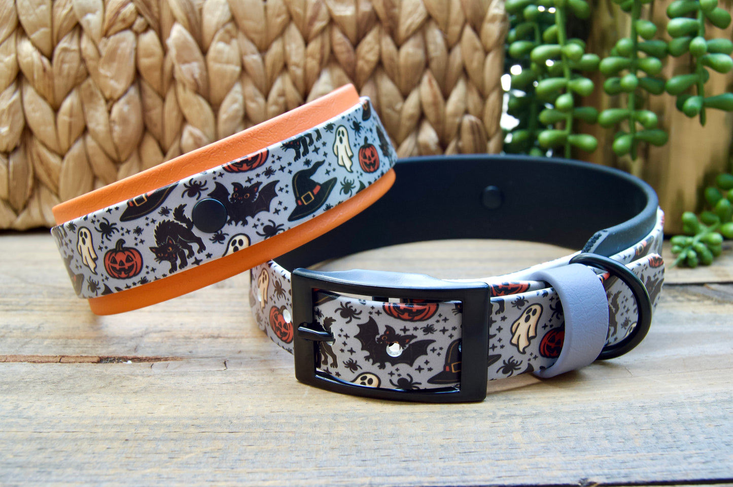 Retro Halloween: Printed Double Layer Biothane Dog Collar