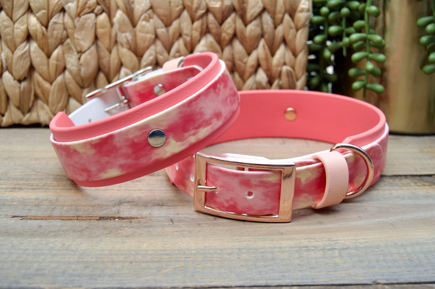 Coral Smoke: Printed Double Layer Biothane Dog Collar