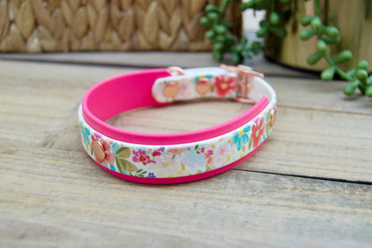 Floral: Mini Printed Double Layer Biothane Dog Collar