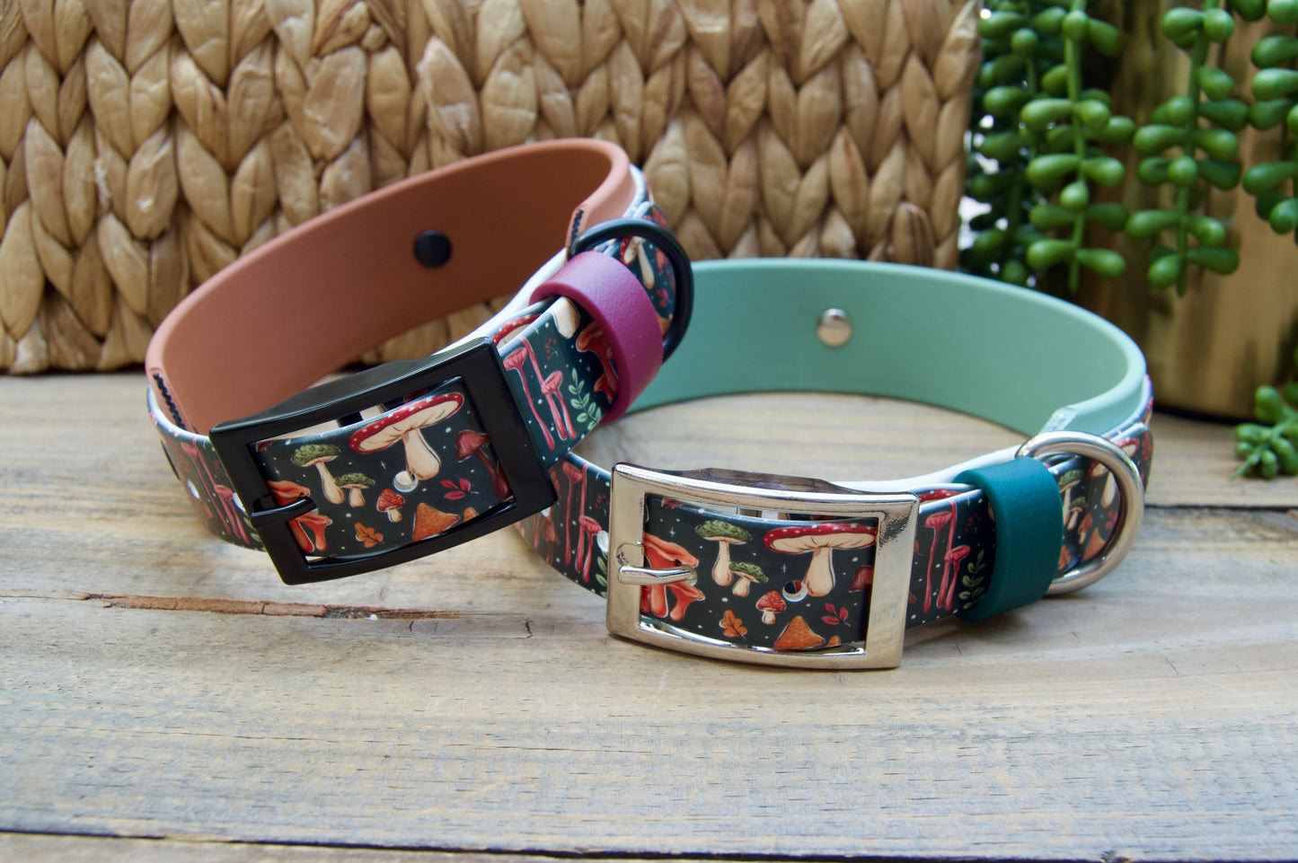 Mushroom: Printed Double Layer Biothane Dog Collar